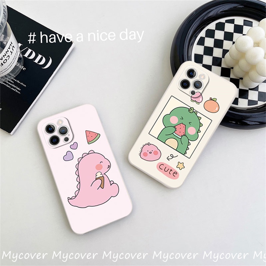 Ốp Điện Thoại Silicon Mềm Họa Tiết Khủng Long Hoạt Hình Cho iPhone 14 13 12 11 Pro Max X XR Xs Max 6 7 8 Plus