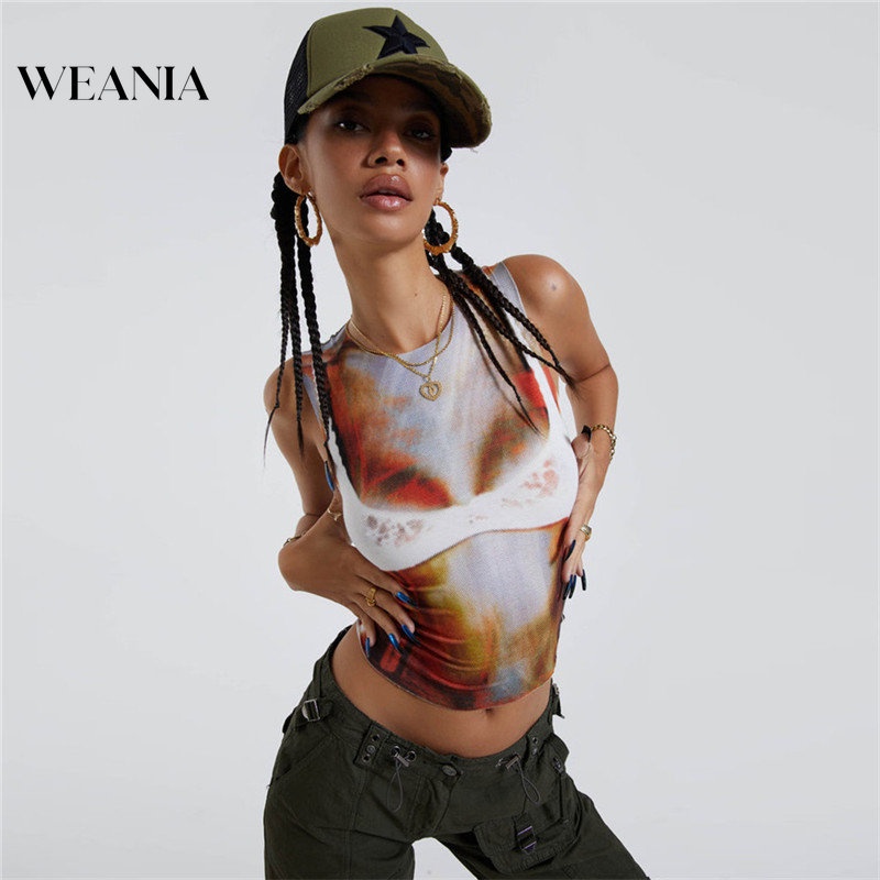 Áo Lưới Crop Top In Họa Tiết 3d Gợi Cảm Cho Bạn Gái