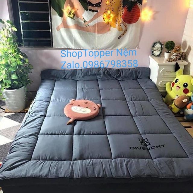 Nệm TOPPER bông dày 6cm, Nệm trải sàn ngủ gấp gọn (ảnh thật)