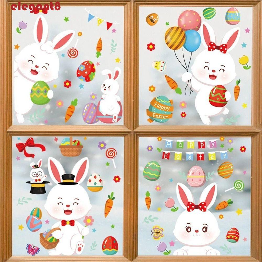 Sticker Dán Tường Chống Thấm Nước Họa Tiết Thỏ Trứng Phục Sinh Dễ Thương Bắt Mắt