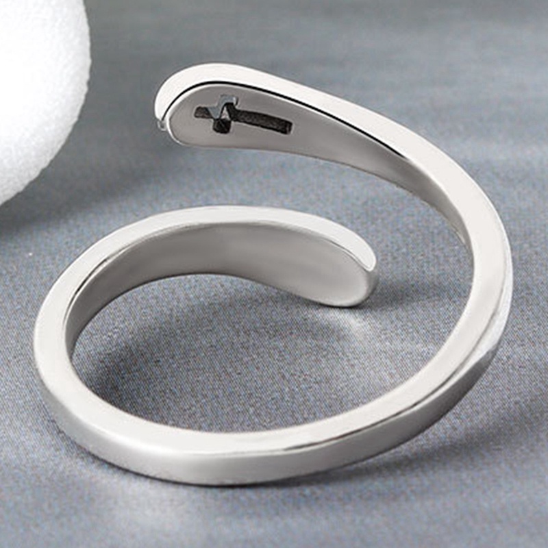 Nhẫn Thép Không Gỉ Khắc Chữ Thập Cổ Điển Có Thể Điều Chỉnh Kích Cỡ