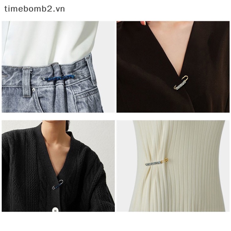{Timebomb} Ghim Cài Thắt Lưng Cố Định Pha Lê Thời Trang An Toàn Chống Rơi Phối Chuỗi Ngọc Trai Trang Sức.