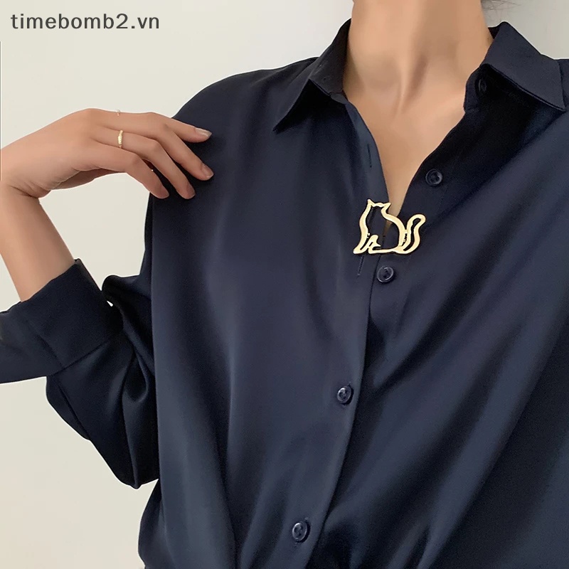 {Timebomb} Ghim Cài Khăn Quàng Cổ Hình Mèo Khoét Rỗng Dày Dặn Dễ Thương Cá Tính Trang Trí Khăn Cho