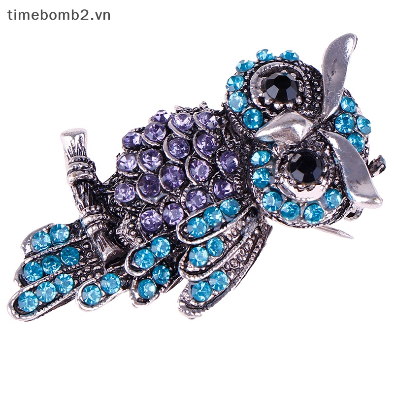 {Timebomb} Trâm Cài Áo Bằng Hợp Kim Kẽm Hình Cú Đính Kim Cương Giả Hợp Thời Trang Làm Quà Giáng Sinh