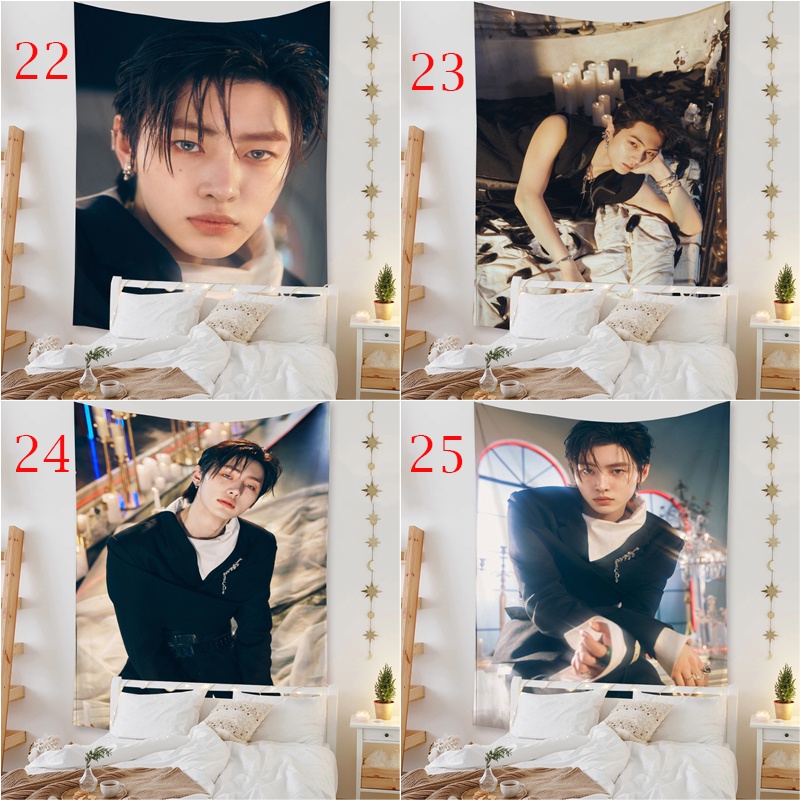 ENHYPEN  Thảm Treo Tường Heeseung, Jungwon, Jay, Jake, Ni-Ki, Sunghoon Và Sunoo Kèm Kẹp Chất Liệu Polyester Trang Trí Phòng Ngủ
