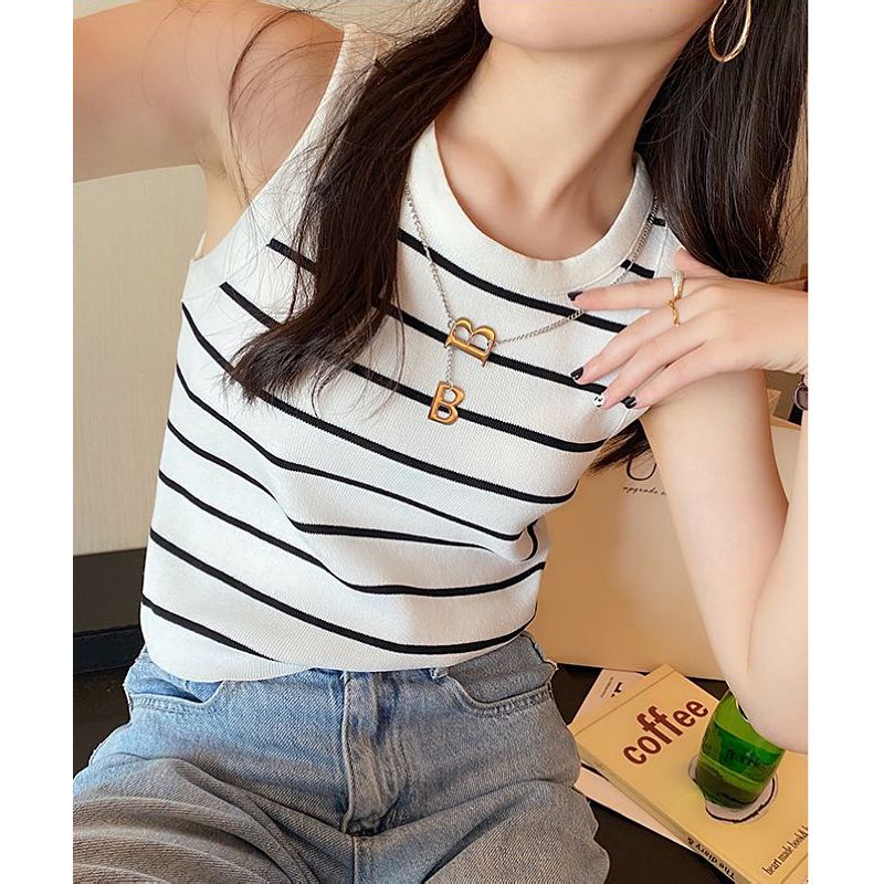 Áo Dệt Kim Thể Thao Sát Nách Kẻ Sọc Thời Trang Mùa Hè Cho Nữ