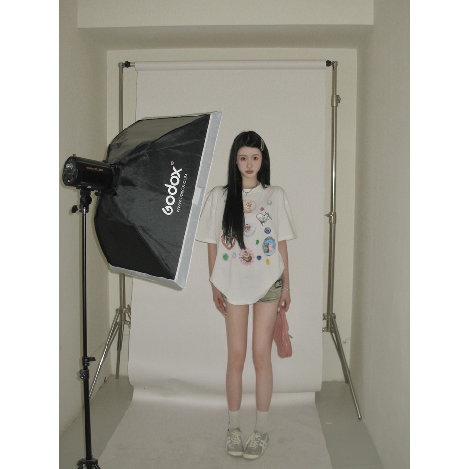 Áo Thun Dáng Rộng In Hình Chó Mèo Dễ Thương Thời Trang Mùa Hè Cho Nữ