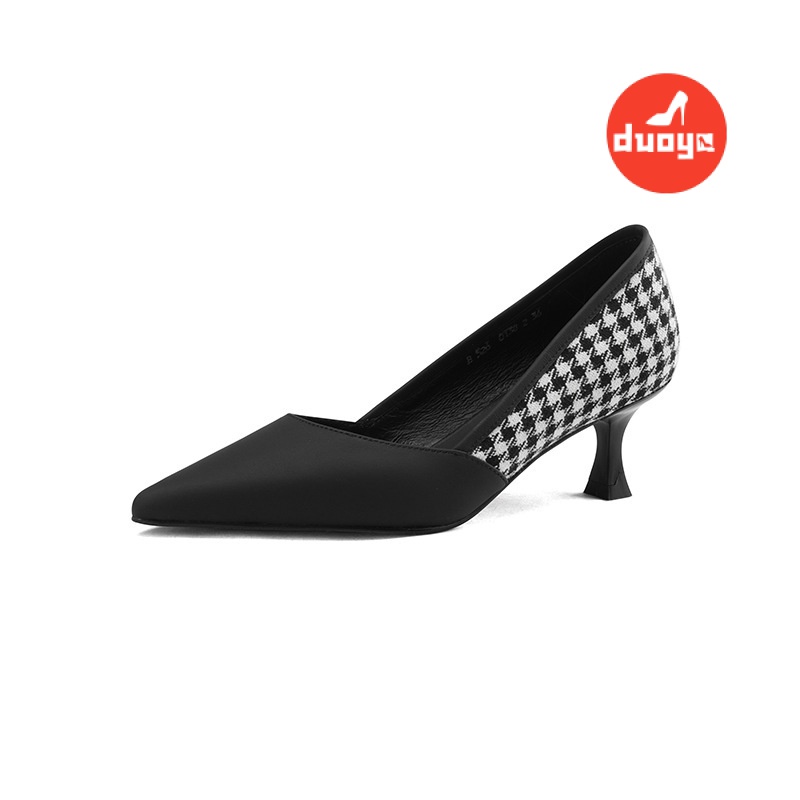 Duoya Tóc Thẳng ~ [Hàng Có Sẵn] Giày Bốt Martin Cao Gót Màu Đen Thiết Kế Mới Mùa Xuân Thu Cho Nữ