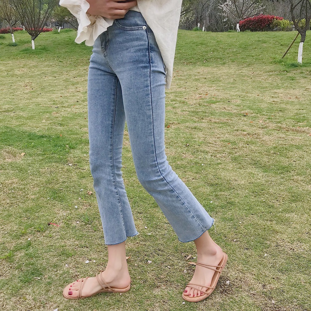 Duoya Dép Sandal Hai Lớp Đế Phẳng Phong Cách Roman Hàn Quốc Đơn Giản Thích Hợp Đi Biển