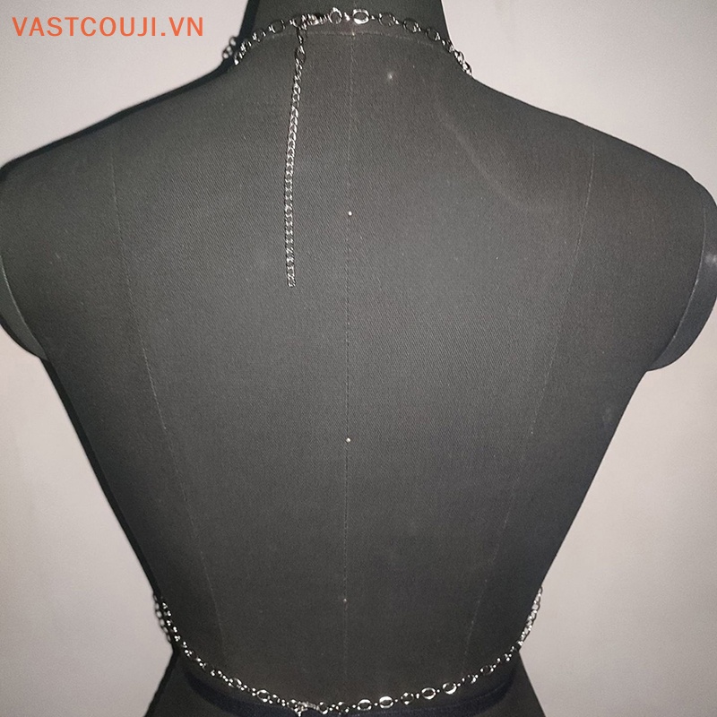 Áo Hai Dây Mỏng Vừa Vặn Hở Lưng Đính Đá Kim Cương Pha Lê Tua Rua Thời Trang Gợi Cảm Cho Nữ