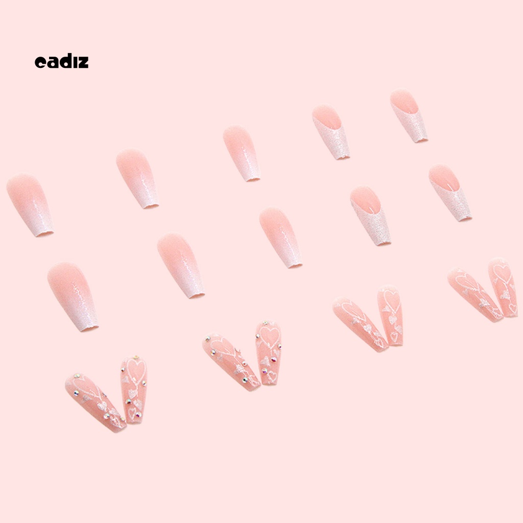 1 Bộ Móng Tay Giả Dài Đính Kim Cương Lấp Lánh Có Thể Tháo Rời