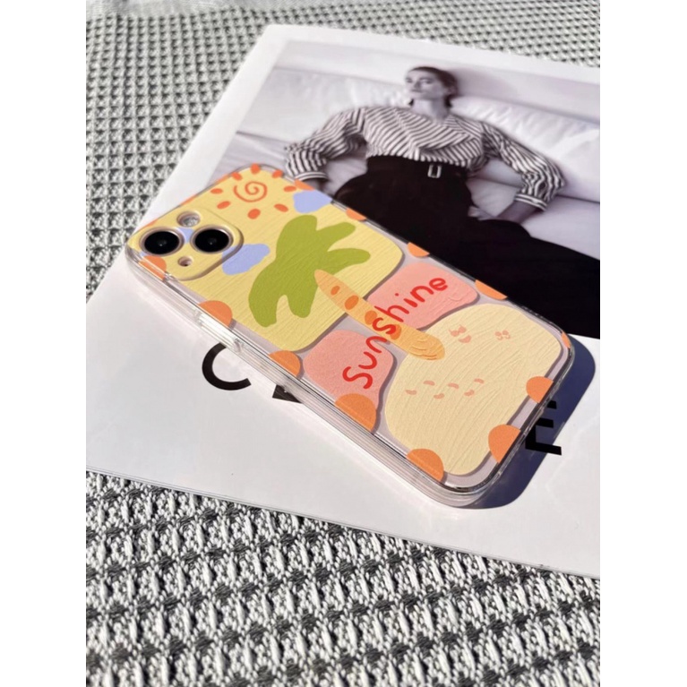 ✅Ốp Điện Thoại Trong Suốt In Hình Cây Dừa Cho Iphone 12 / 14promaxxspro xrplus8 / Beach 713