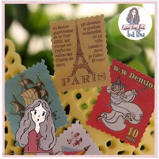 Set 80 stickers kiểu tem thư cổ điển 🌿