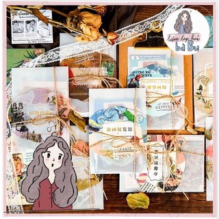 Set vintage làm penpal (nhiều loại gồm: giấy, tag, stickers, label..)