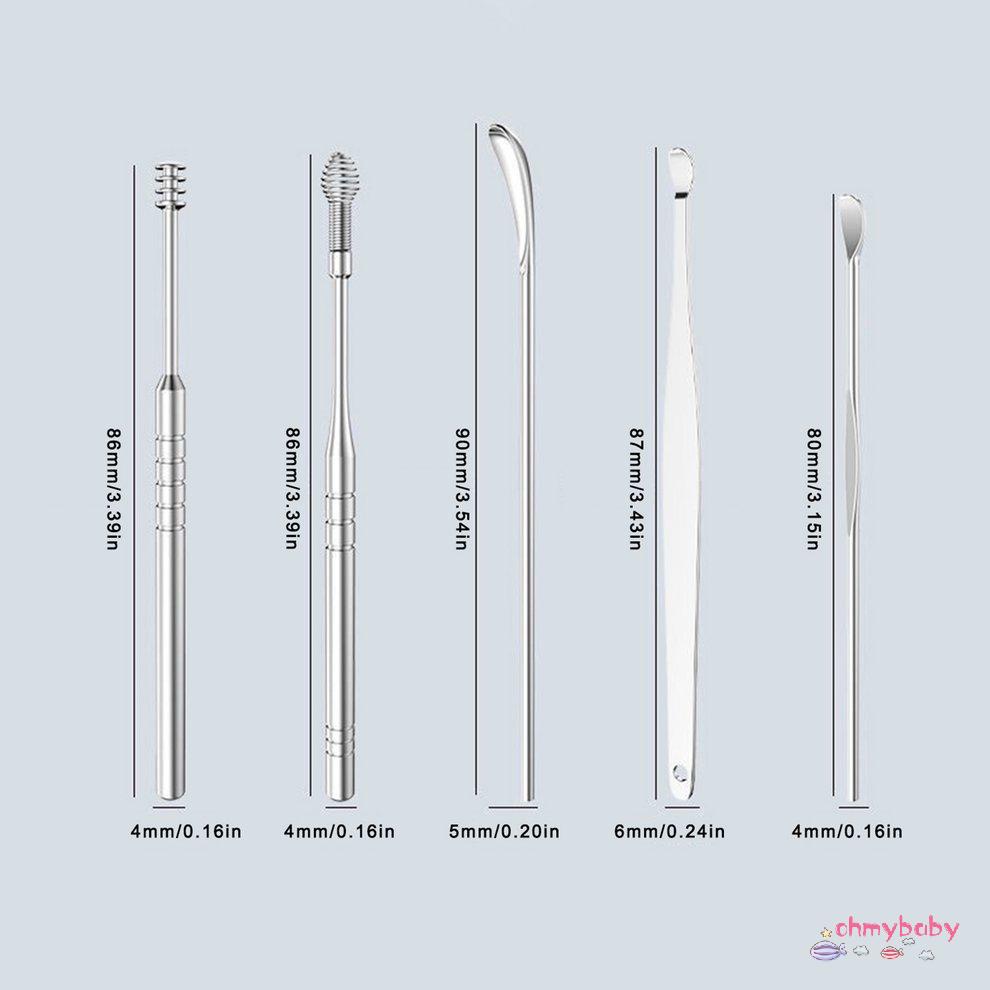 [OMY] Bộ 6 Thép Không Gỉ Xoắn Ốc Tai Chọn Thìa Ráy Loại Bỏ Bụi Di Động Đa Năng Chăm Sóc Dụng Cụ Làm Đẹp [P/8]