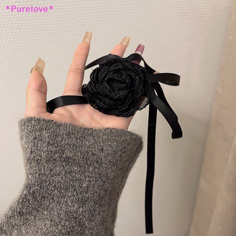 Vòng Cổ Choker Ren Hoa Lớn Màu Đen Phong Cách Retro Quyến Rũ Cho Nữ Mới