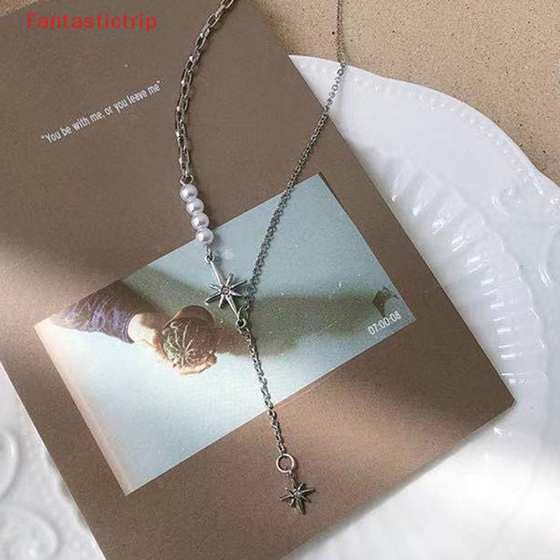 [Fantastictrip] Vòng cổ Thời Trang Hàn Quốc Gothic Punk Ngọc Trai Nhân Tạo Tám Ngôi Sao Tám Vòng cổ Cho Nữ Mới