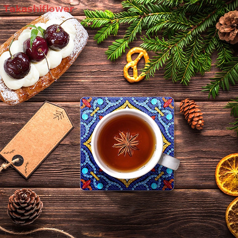 Bộ 6 Đế Lót Ly Đính Kim Cương Nghệ Thuật DIY Cho Người Mới Bắt Đầu