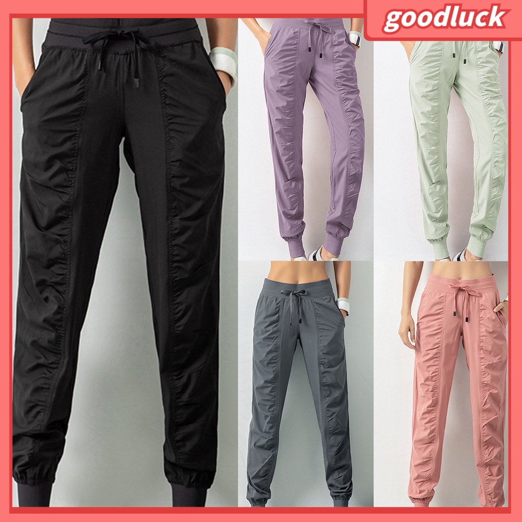 [ULK] Quần Bó Sát Lưng Cao Tới Mắt Cá Chân Màu Trơn Có Dây Rút Dành Cho Bạn Nữ