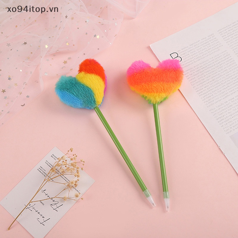 Bút Bi Lông Nhung Hình Kẹo Trái Tim Màu Sắc Ngọt Ngào