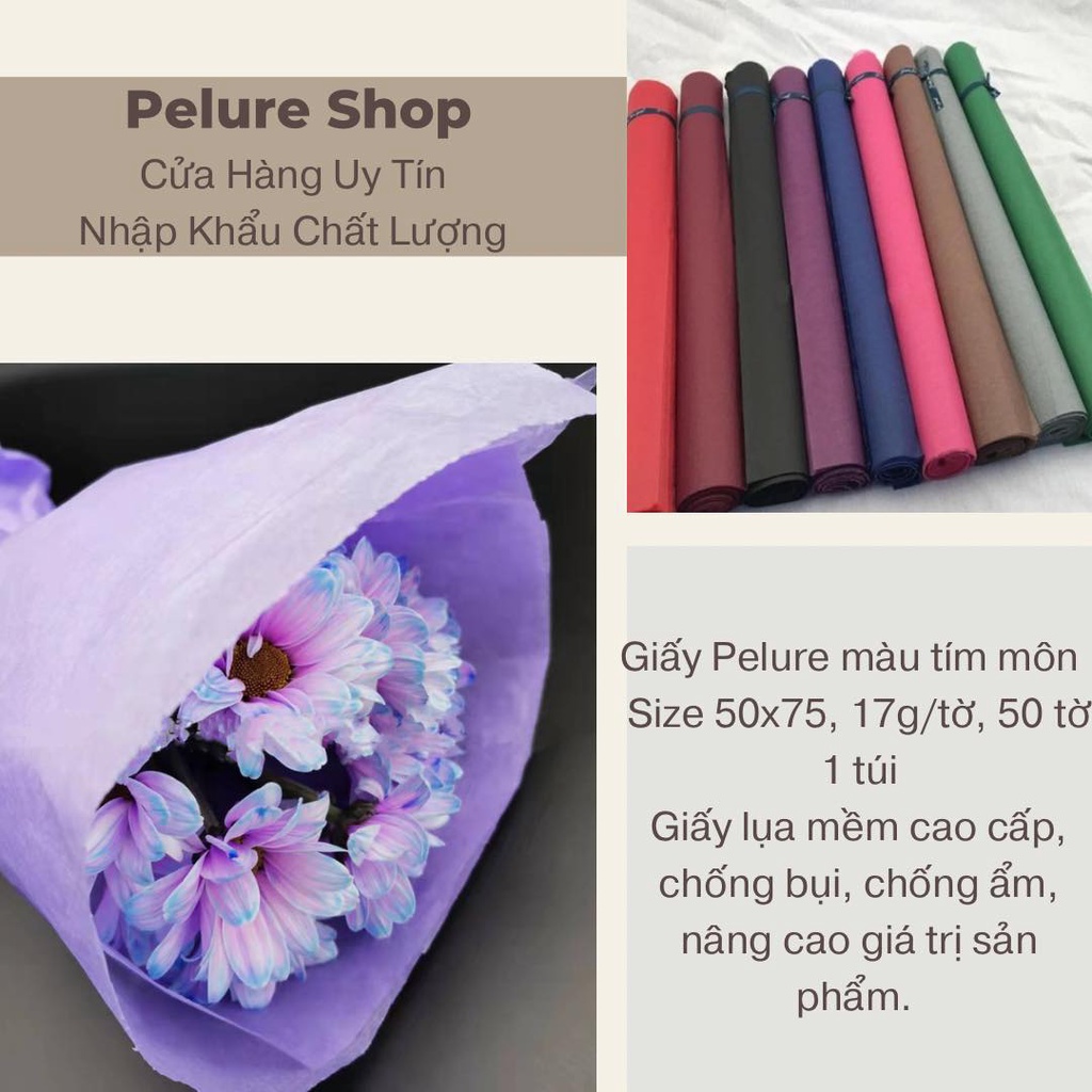 Giấy Pelure Màu Tím Môn Size 50*75 ( túi 50 tờ ) 7102