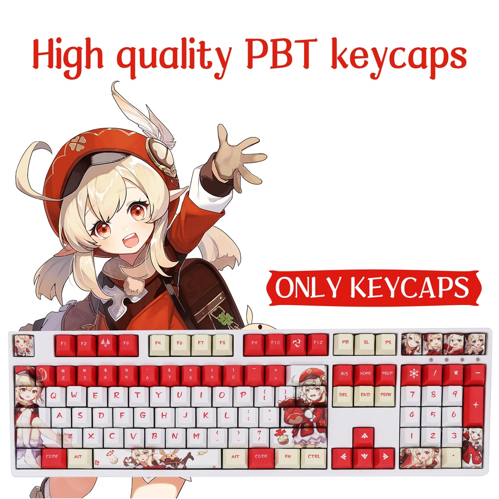 Genshin Impact Klee Pbt Cherry Profile Material Keycaps Bàn Phím Cơ 138 Phím 61 87 104 108 Chất Lượng Cao