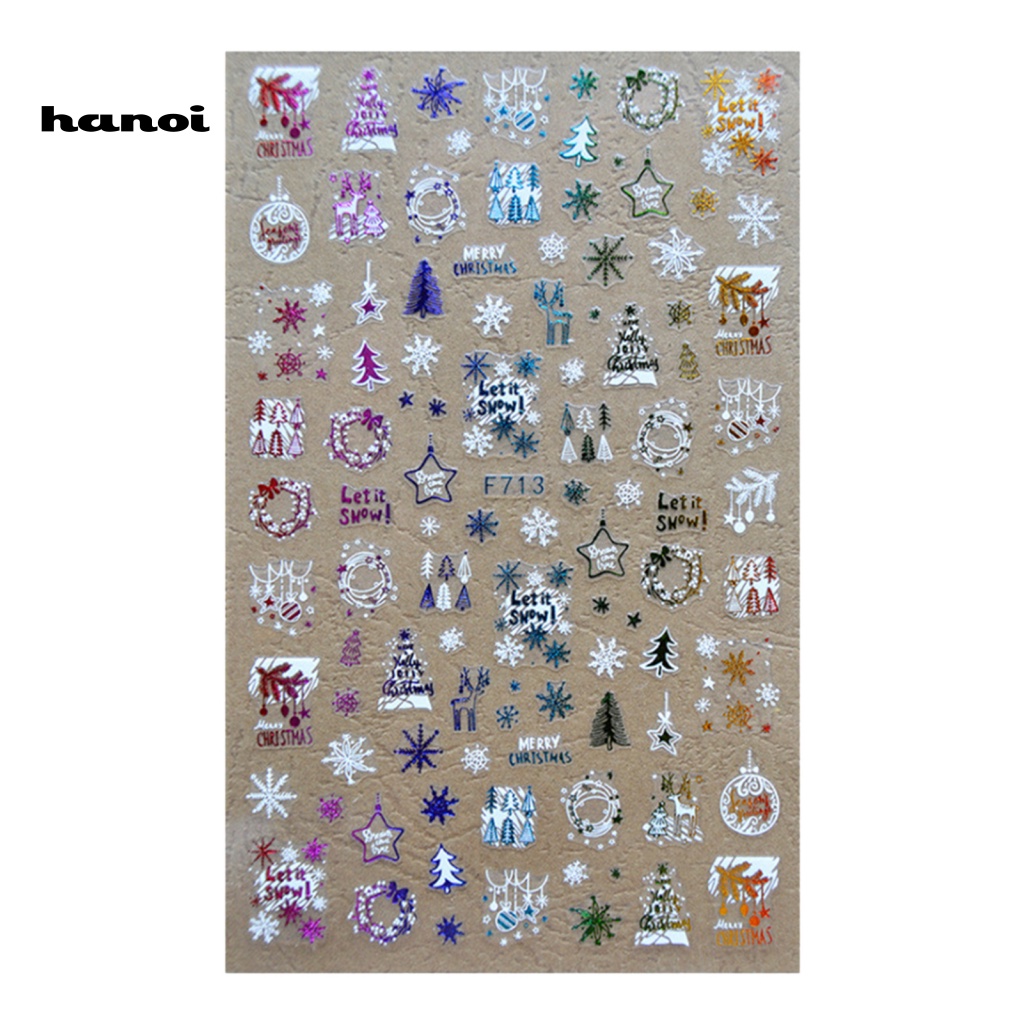 1 Tờ Miếng Dán Móng Tay 3D Chủ Đề Giáng Sinh Nhiều Màu Sắc An Toàn Nhỏ Gọn Dành Cho Nữ
