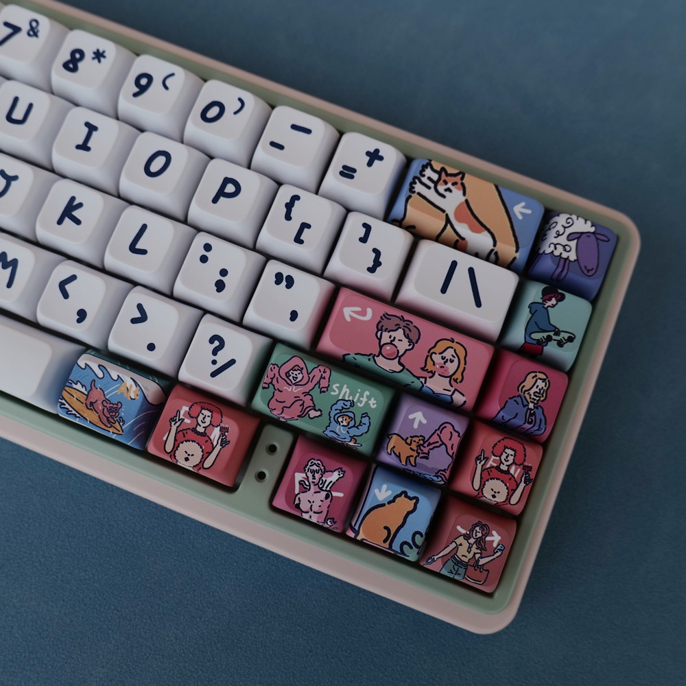 Waves Keycaps XDA Profile Hoạt Hình Tranh Sơn Dầu PBT DYE SUB Cơ Keycap