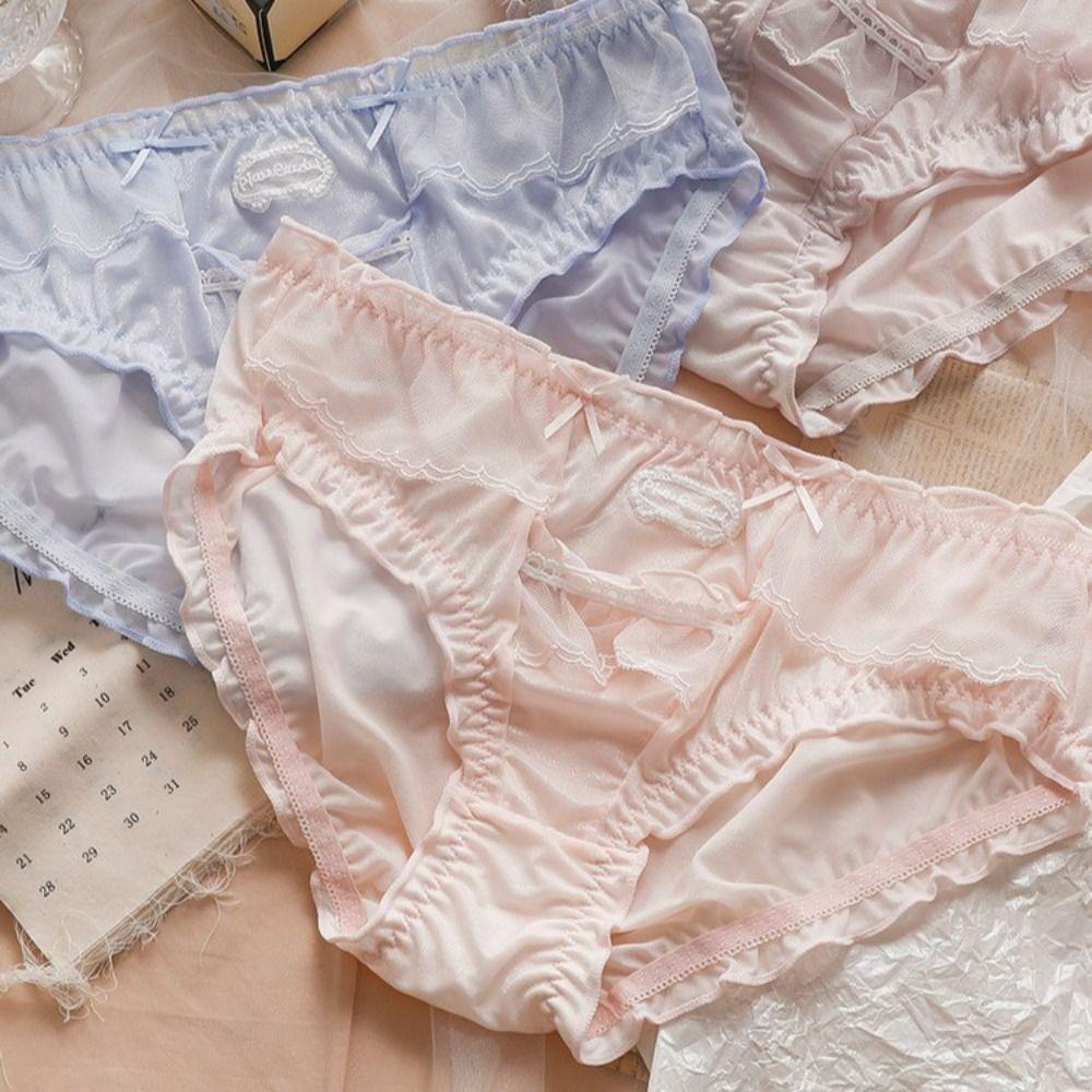 Quần Lót Ren Co Giãn Màu Kẹo Ngọt In Chữ Dễ Thương