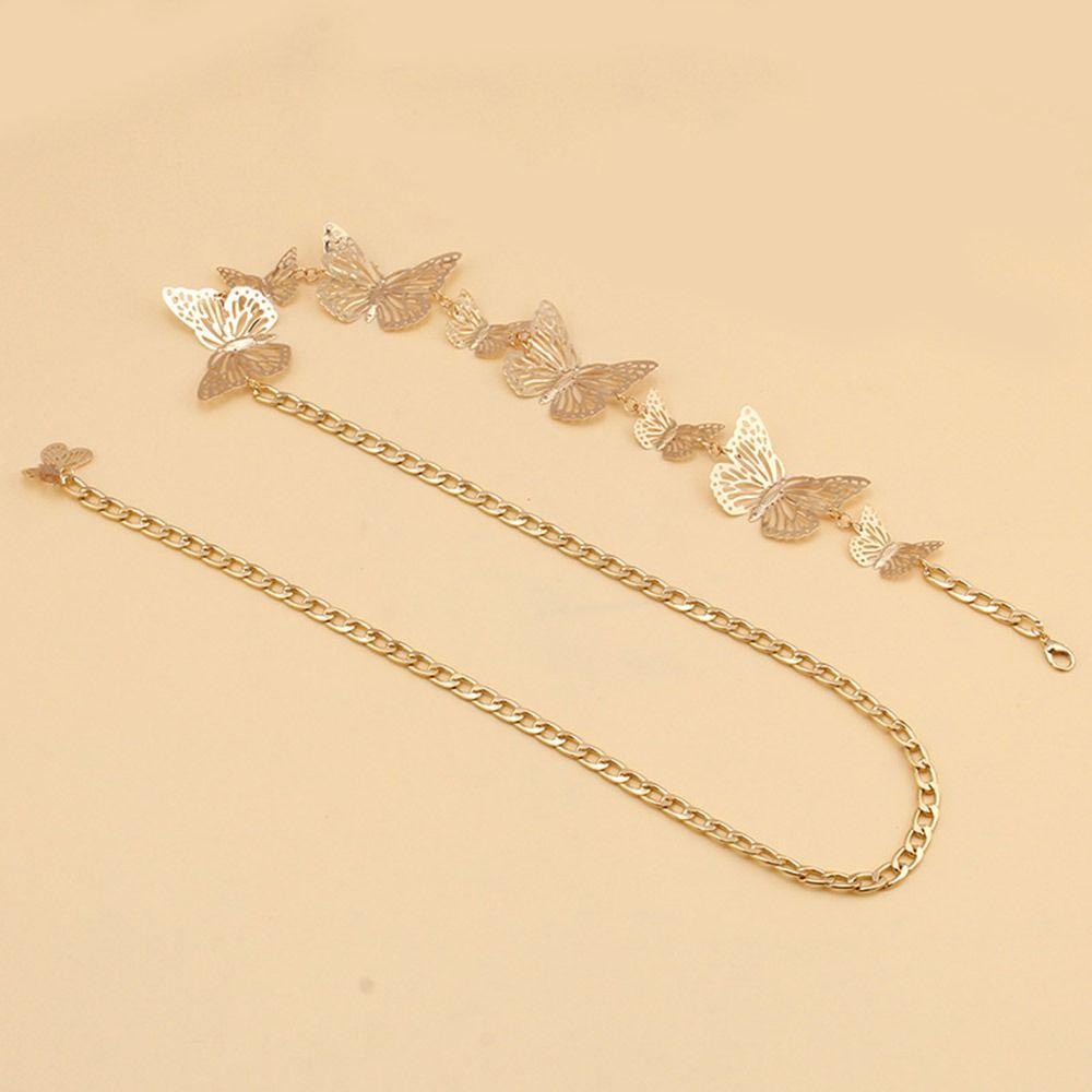 Thắt Lưng Dây Xích Mặt Hình Bướm Rỗng Phong Cách Punk Hip Hop Cho Nữ