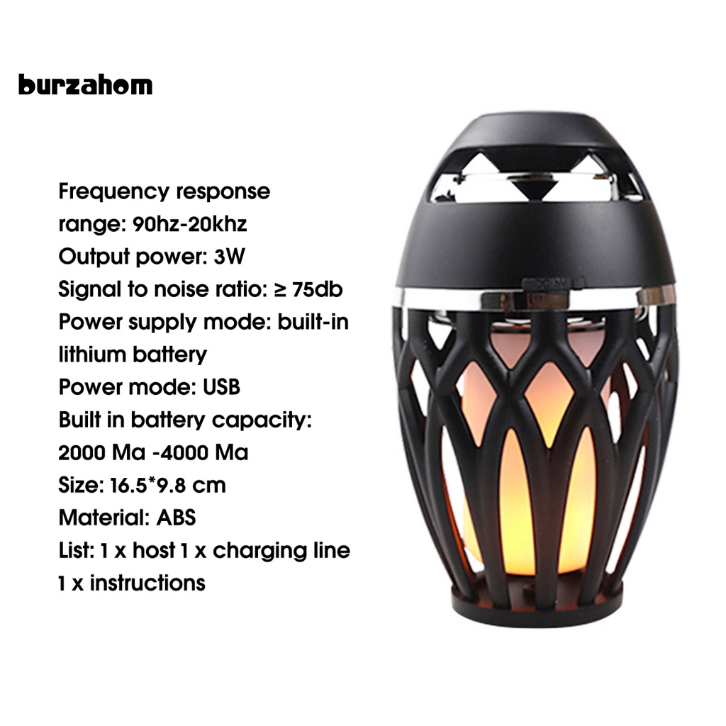 Loa Bluetooth Không Dây Âm Thanh Nổi Đa Năng Cổng Sạc USB Có Đèn LED Hình Ngọn Lửa Trang Trí Tiệc