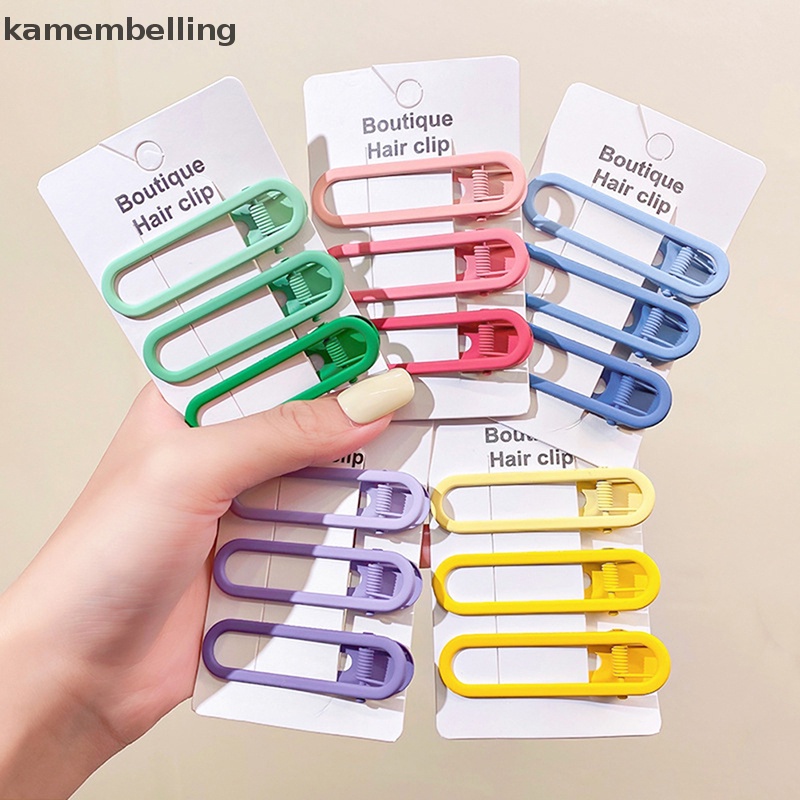Kamembelling Bộ 3 Kẹp Tóc Kim Loại Màu Sắc Ngọt Ngào