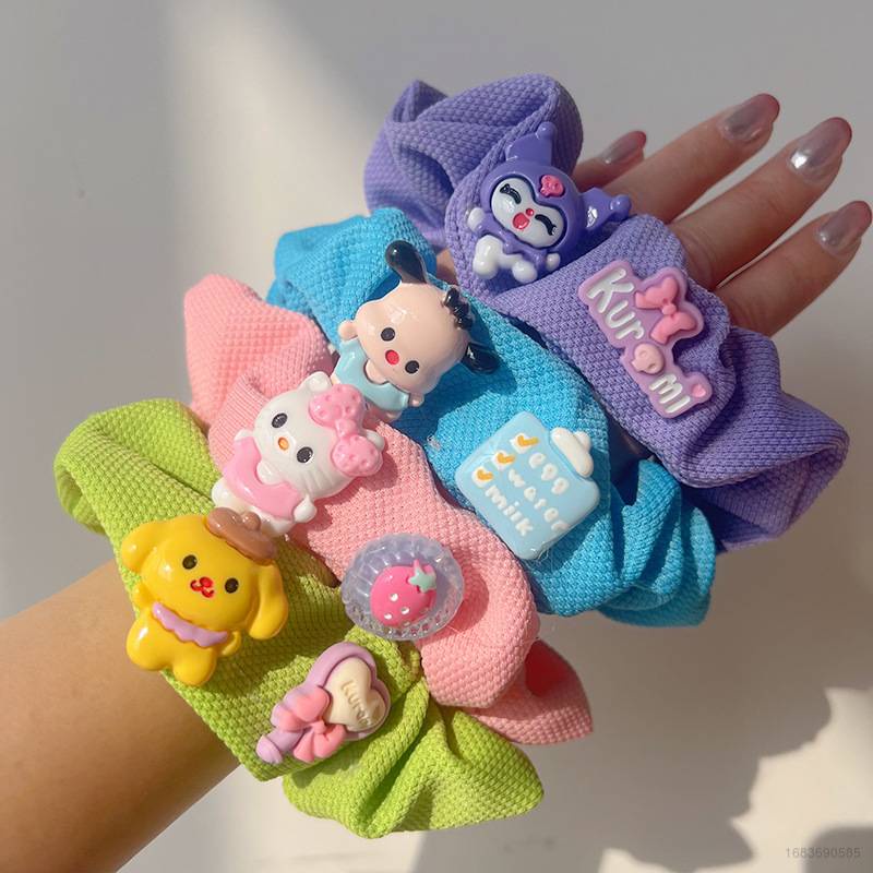 Dây Cột Tóc Hoạt Hình Sanrio Kuromi Hello Kitty Dễ Thương Cho Bé Gái