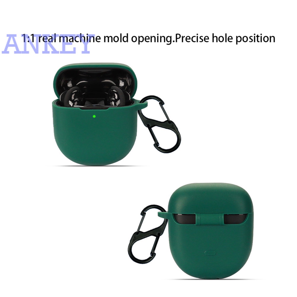 For Bose QuietComfort Earbuds II Case Silicone QC 2 Headphone Holder with Hook Wireless Headphone Protector Case Shockproof Dustproof