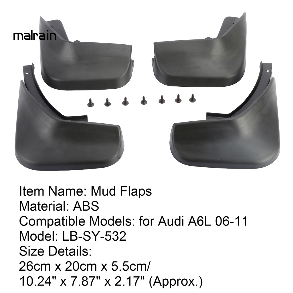 Set 4 Tấm Chắn Bùn LB-SY-532 Bằng ABS Màu Đen Chống Đóng Băng Cho Audi A6L 06-11