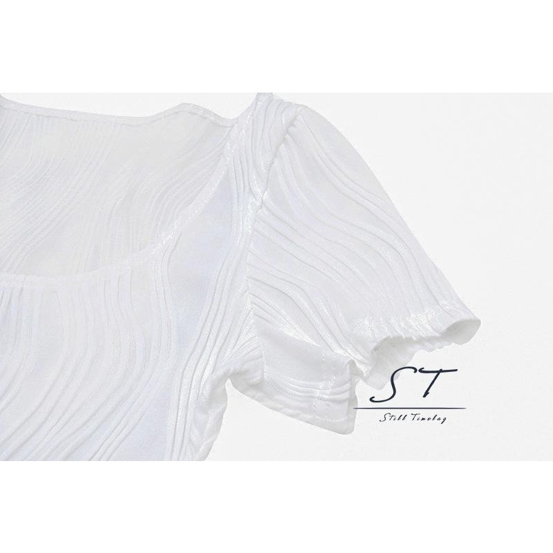 Áo Thun Crop Top Tay Ngắn Cổ Chữ U Họa Tiết Kẻ Sọc Phong Cách Đường Phố Thời Trang Mùa Hè CY03