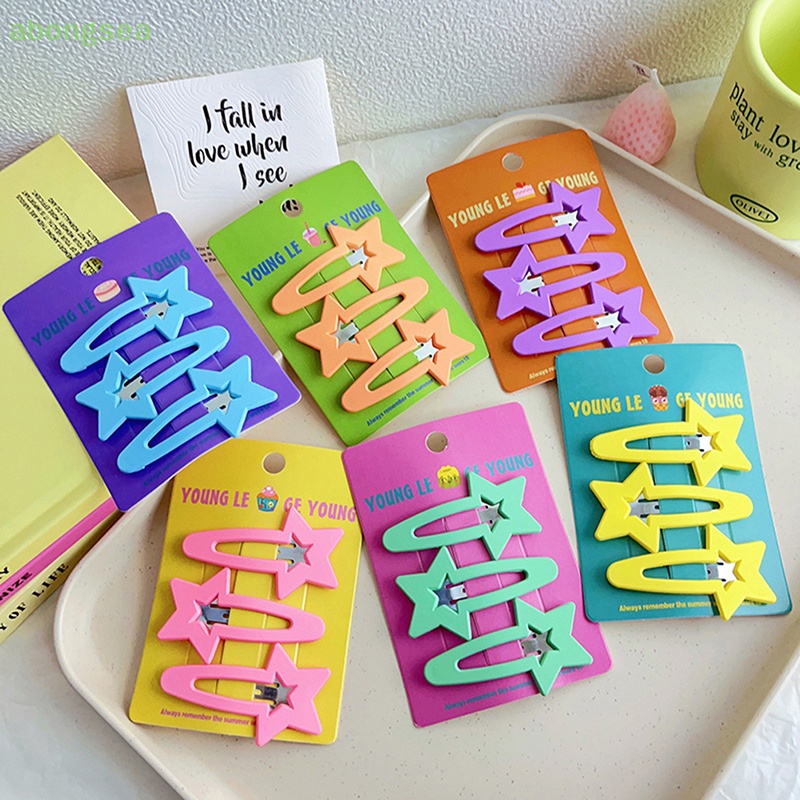 Set 3 Kẹp Tóc Hình Ngôi Sao Nhiều Màu Sắc Dễ Thương Cho Bé Gái
