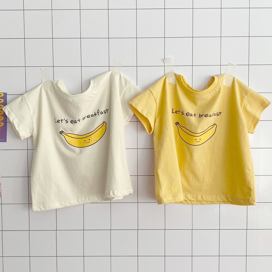 Áo Thun Cotton Tay Ngắn Cổ Tròn Trọng Lượng Nhẹ In Hình Quả Chuối Graffiti Phong Cách Hàn Quốc Mới 2023 Dành Cho Trẻ Em