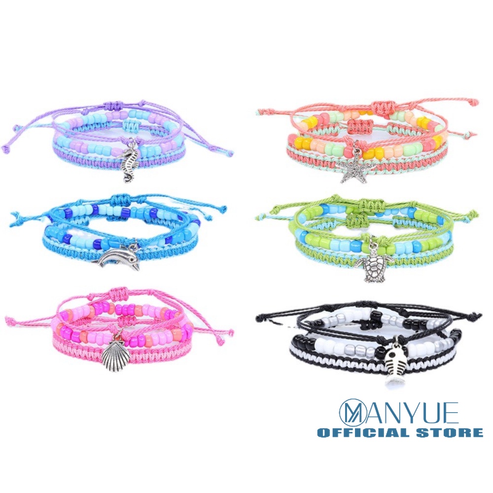 Bộ Vòng Tay Chuỗi Hạt Phong Cách Bohemian Mùa Hè Mới