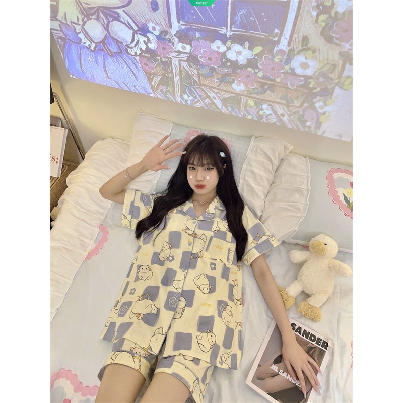 Bộ Đồ Ngủ Ngắn Tay Dáng Rộng In Hoạt Hình Cinnamoroll Kiểu Hàn Quốc Thời Trang Mùa Hè 2023 Cho Nữ