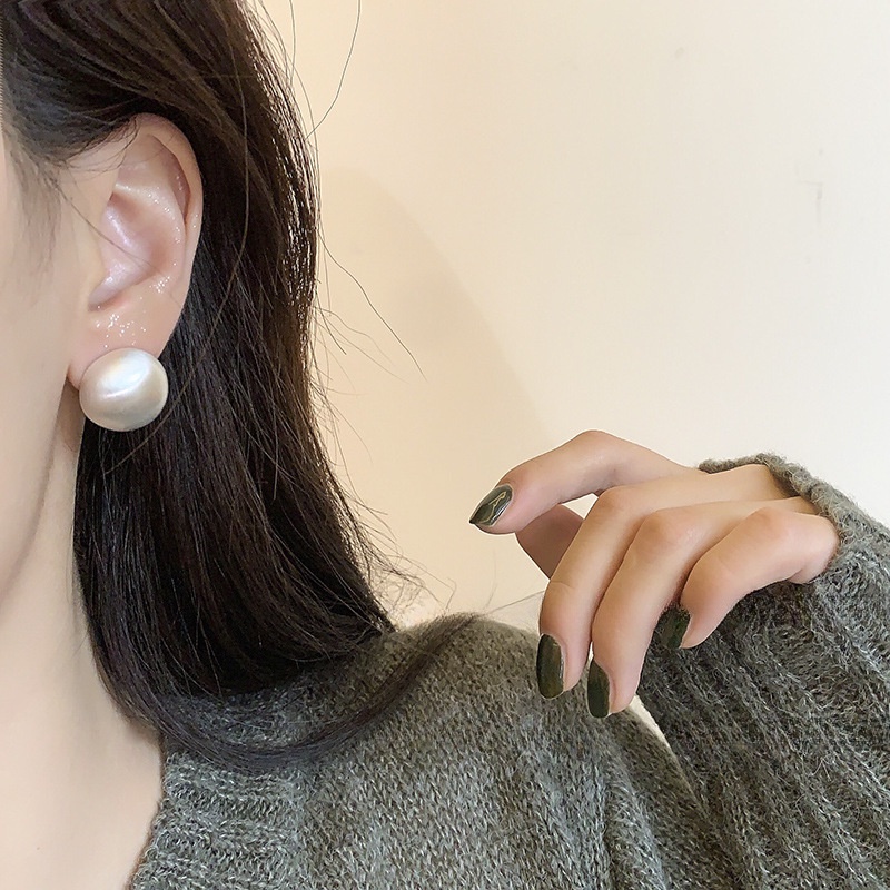 Bông Tai Mạ Bạc 925 Hình Quả Cầu Kim Loại Thời Trang