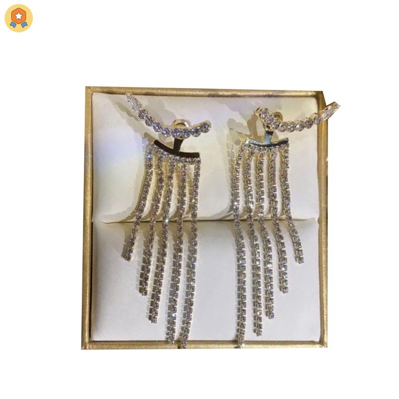 Bông Tai Dáng Dài Đính Pha Lê Tua Rua Thời Trang Mới Cho Nữ HGF HYJP2