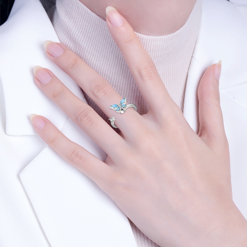Nhẫn Xoay Hình Bướm Đính Đá Zircon Giải Tỏa Căng Thẳng