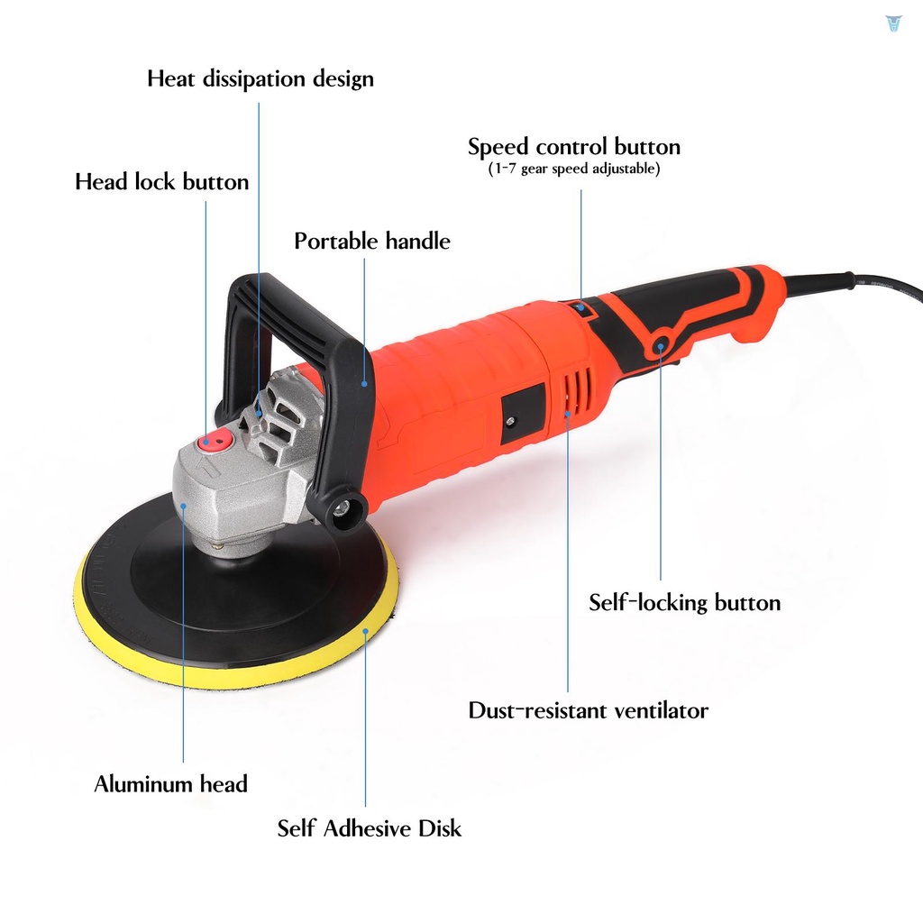 Máy Đánh Bóng 1580W 110 V 7 180mm Có Thể Điều Chỉnh Tốc Độ Tiện Dụng