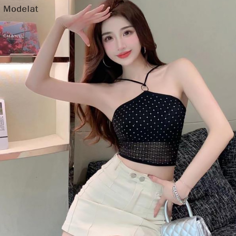 Mfc Áo Hai Dây Mùa Hè Đính Đá Màu Trơn Gợi Cảm Cho Nữ