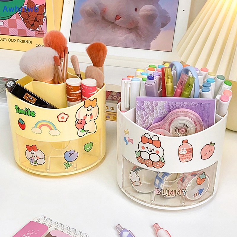 Awhrtwb Sáng Tạo Rotag 360° Hộp Đựng Bút Màu Trơn Để Bàn Tiện Dụng Cho Học Sinh / Văn Phòng Mới