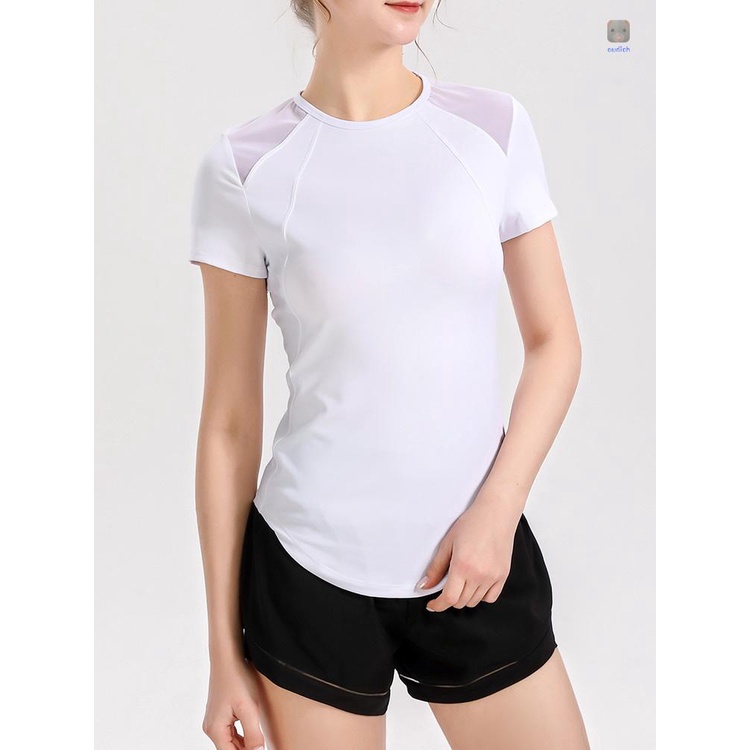 Áo Thun Thể Thao Tay Ngắn Phối Lưới Hở Lưng Ôm Sát Quyến Rũ Thời Trang Cho Nữ