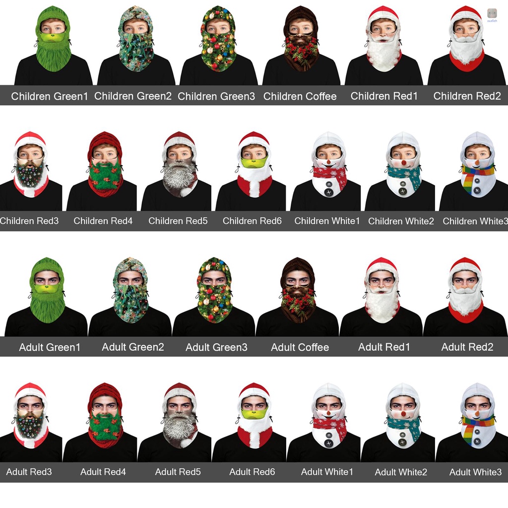 Khẩu Trang Giữ Ấm In Họa Tiết Giáng Sinh Bằng Lông Cừu Có Thể Điều Chỉnh Cho Người Lớn Và Trẻ Em