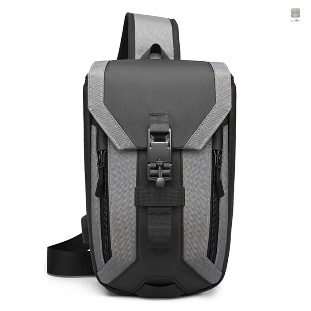 Ozuko Túi Đeo Chéo Ngực Đa Năng Chống Thấm Nước Có Cổng Sạc USB Thời Trang Cho Nam