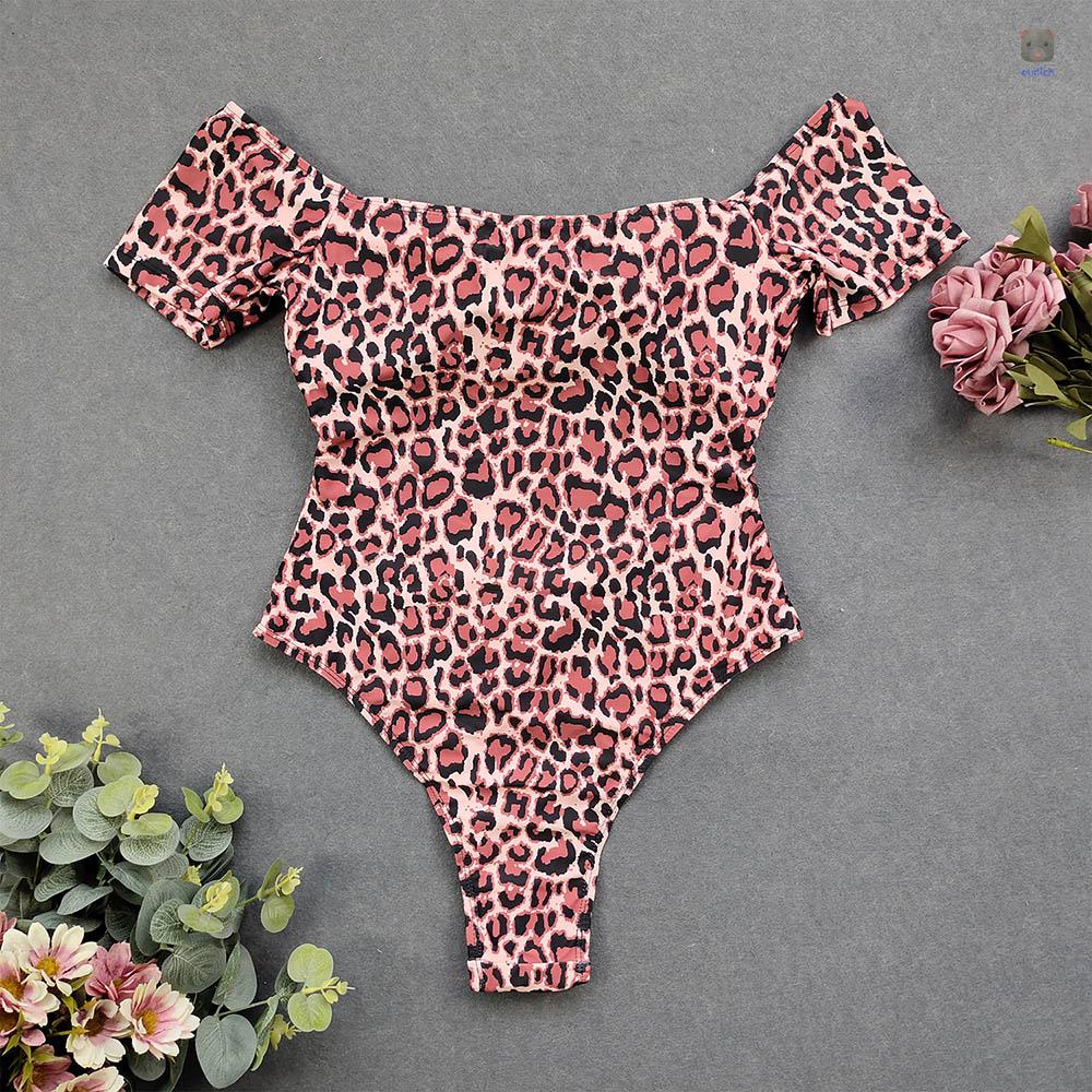 Bộ Đồ Bơi Một Mảnh Hở Vai Lưng Cao Có Đệm Ngực In Họa Tiết Da Báo Dành Cho Nữ